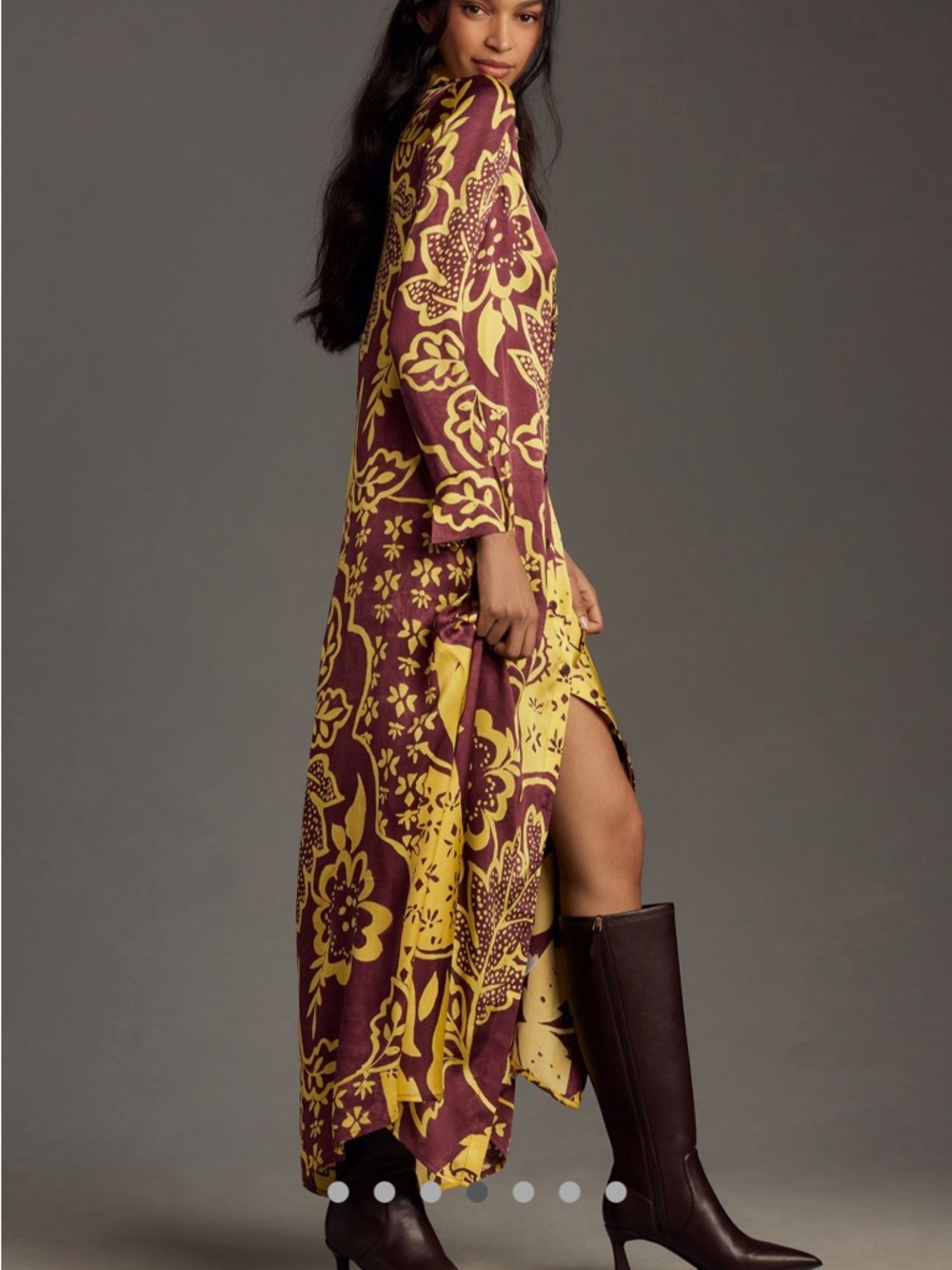 Corey Lynn Calter Yellow & Maroon Floral Shirt